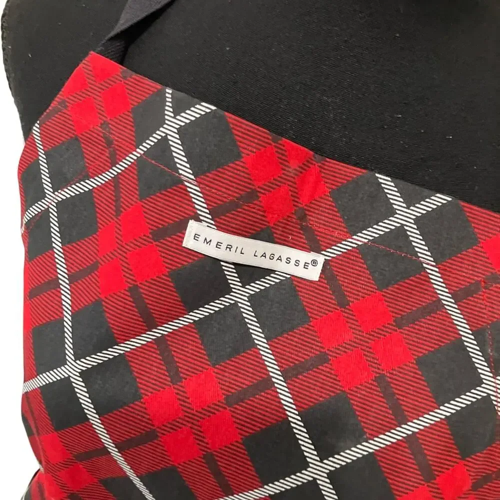 EMERIL LAGASSE Red and Black Plaid Kitchen Apron OSFM